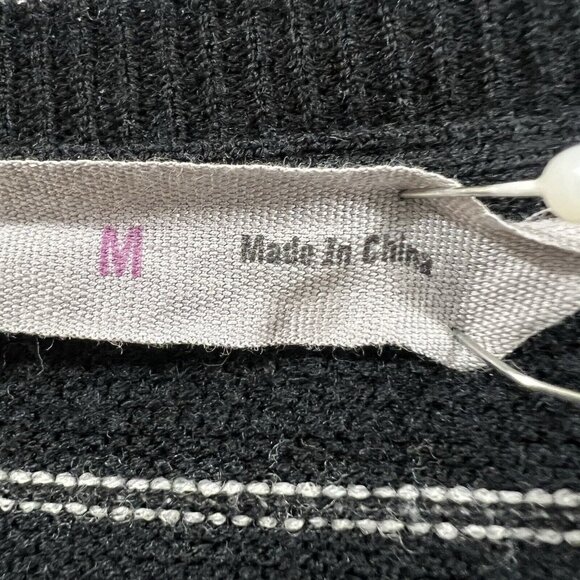 Athleta Sweater Dress Womens Medium Below Knee Striped Long Sleeve Black White - Picture 5 of 11